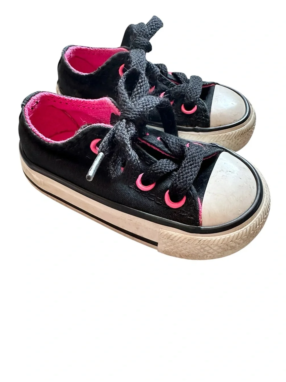 Converse Chuck Taylor All Star Double Tongue sneakers baby size 3 black w/ pink